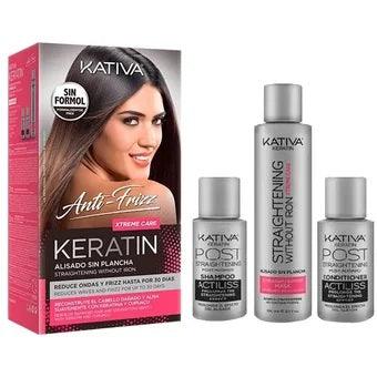 Kit Keratina Alisado Sin Plancha Cuidado Extremo y Anti Frizz KATIVA - Priti.co